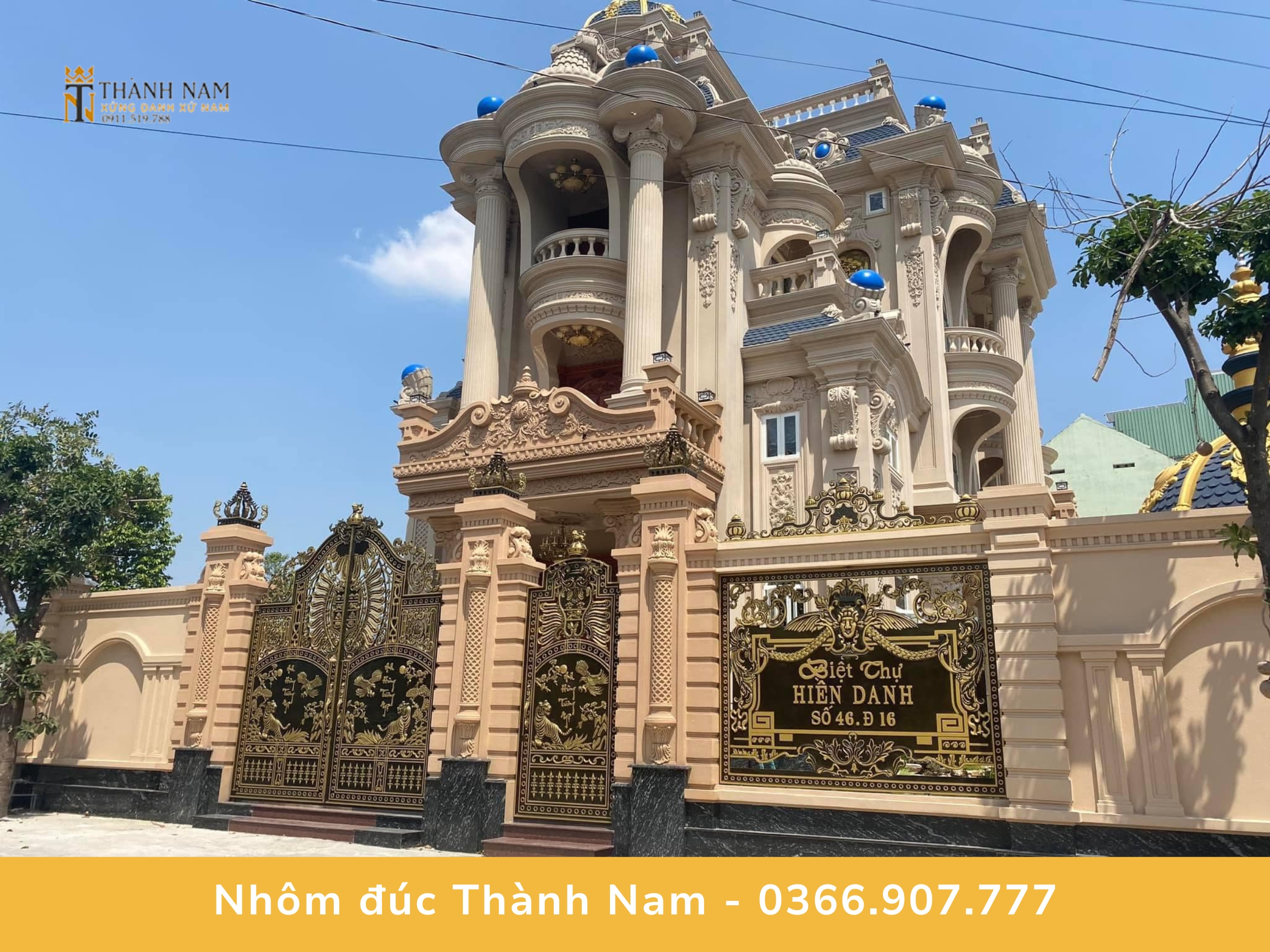 Công trình cổng nhôm đúc hoạ tiết Hổ và Đại bàng Nhôm đúc Thành Nam thiết kế cho Biệt thự Hiện Danh